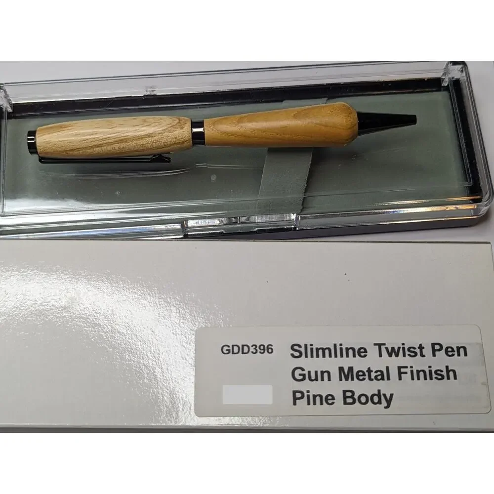 Slimline Twist Pen Gun Metal Finish Pine Body Hand‎ Turned Pen